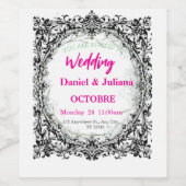 結婚の,招待,フローラ,ピンク,ロエレガントマ ワインラベル (シングルラベル)