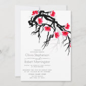 結婚の | 日本の Blossom Branchフローラ 招待状 (正面)