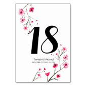 結婚の，水彩さくらんぼの花，カスタマイズ可能 テーブルナンバー (裏面)