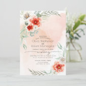 結婚の |水彩緋色の炎フローラ 招待状 (スタンド正面)