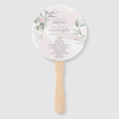 結婚の |淡い色のピンクの花シルバーセージ葉の香り ハンドファン (正面)