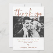 〜結婚の|白エレガントとバラの金ゴールドと写真 サンキューカード (正面)