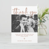 〜結婚の|白エレガントとバラの金ゴールドと写真 サンキューカード (スタンド正面)
