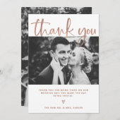 〜結婚の|白エレガントとバラの金ゴールドと写真 サンキューカード (正面/裏面)