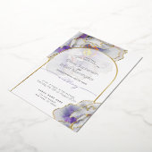 結婚の |紫素晴らし牡丹 箔招待状 (回転した状態)