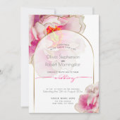 結婚の |美はっきりしたしい緋色の牡丹 招待状 (正面)