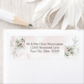 結婚の |葉素朴水色ピンクフローラ ラベル (インサイチュ)