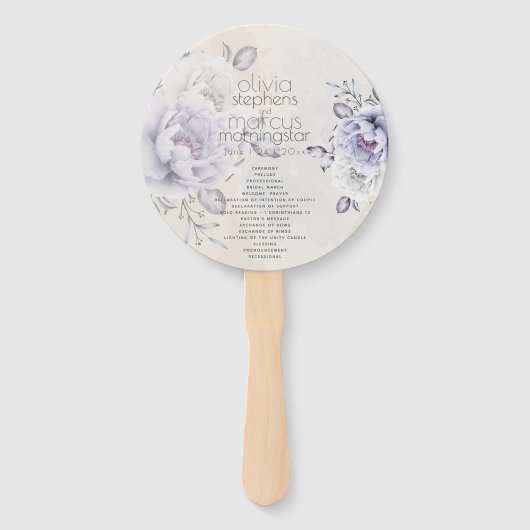 結婚の |薄紫素朴とアラバスター牡丹フローラ ハンドファン (正面)