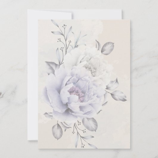結婚の |薄紫素朴とアラバスター牡丹フローラ 招待状 (裏面)