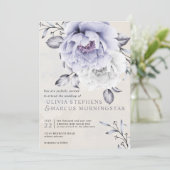 結婚の |薄紫素朴とアラバスター牡丹フローラ 招待状 (スタンド正面)