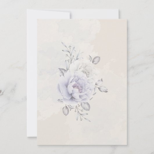 結婚の |薄紫素朴とアラバスター牡丹フローラ 招待状 (裏面)