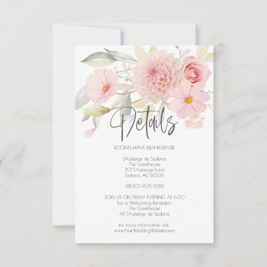 結婚の |詳細ライトピンクフローラブーケ 招待状 (正面)