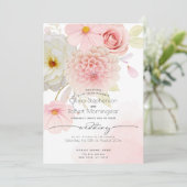 結婚の |赤面ピンクアイボリー混合花 招待状 (スタンド正面)
