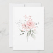 結婚の |赤面ピンクウォーター色フローラバラ 招待状 (裏面)