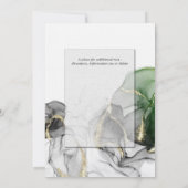 結婚の |金ゴールドオニキスエメラルドグリーンインク 招待状 (裏面)