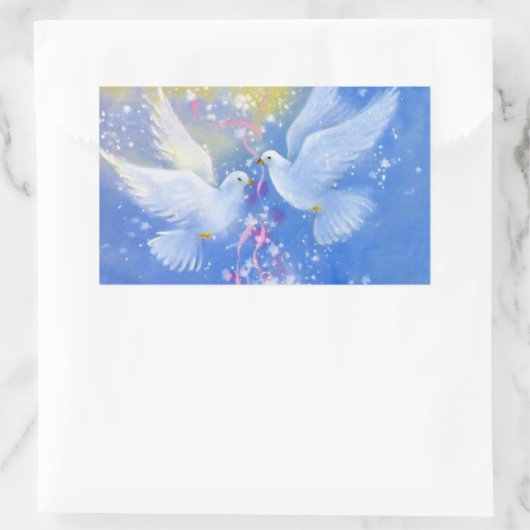 結婚の 長方形シール (バッグ)