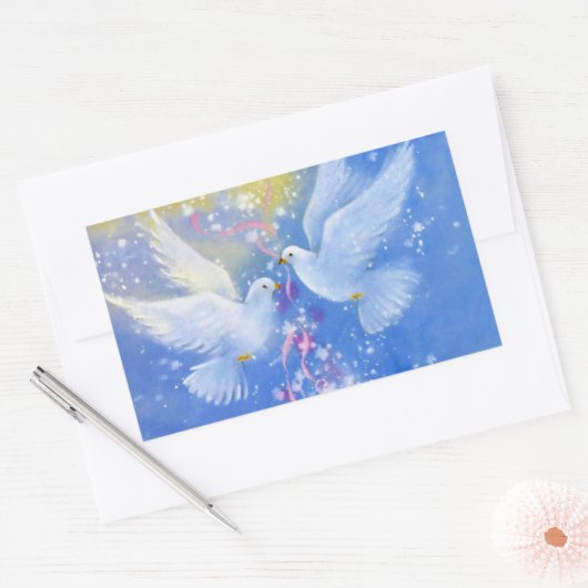 結婚の 長方形シール (封筒)