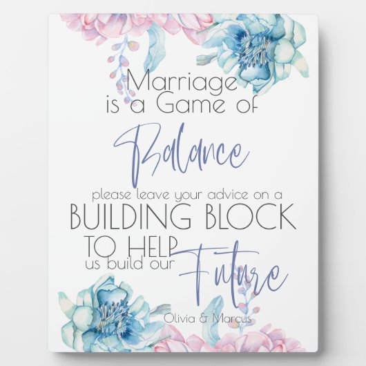 結婚の | Sky BlueとBubblegumピンク牡丹 フォトプラーク (正面)