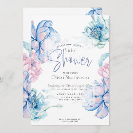 結婚の | Sky BlueとBubblegumピンク牡丹 招待状