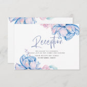 結婚の | Sky BlueとBubblegumピンク牡丹 招待状 (正面/裏面)