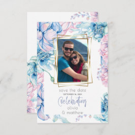 結婚の | Sky BlueとBubblegumピンク牡丹 招待状