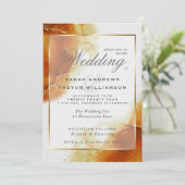 結婚の | Topaz金ゴールド抽象芸術大理石 招待状 (スタンド正面)