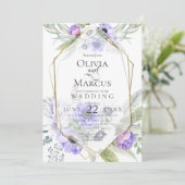 結婚の | Violet Anemone Flower Frame 招待状 (スタンド正面)