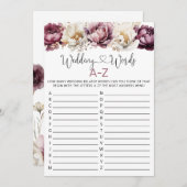 結婚のA-Zブライダルシャワーゲームカード 招待状 (正面/裏面)