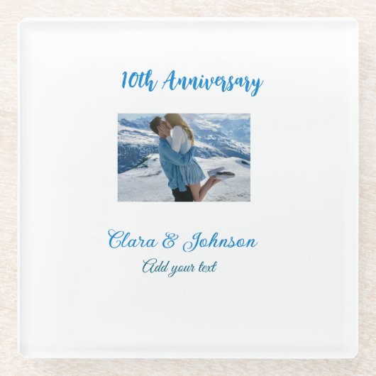 結婚のAnniversary add name year画像文字の数 ガラスコースター (正面)