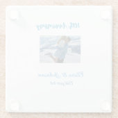 結婚のAnniversary add name year画像文字の数 ガラスコースター (裏面)