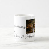 結婚のAnniversary add name year画像文字の数 コーヒーマグカップ (中央)