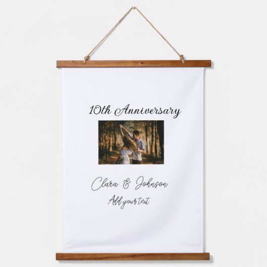 結婚のAnniversary add name year画像文字の数 吊り下げ型タペストリー (正面)