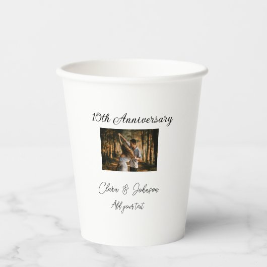 結婚のAnniversary add name year画像文字の数 紙コップ (正面)