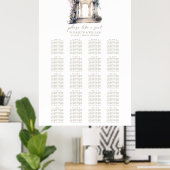 結婚のArch 20 Tableの結婚座席表 ポスター (ホームオフィス)
