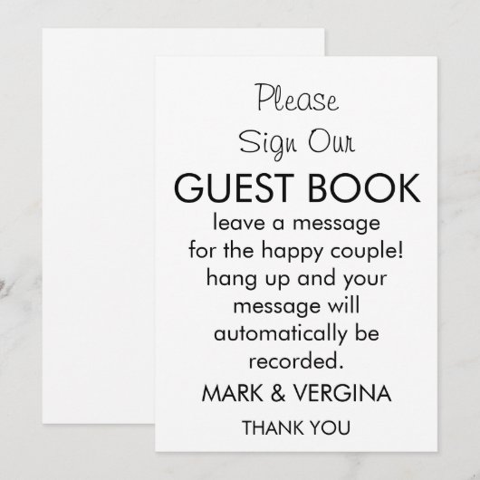 結婚のAudioゲストブック 招待状 (正面/裏面)