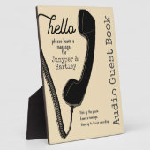 結婚のAudio Guest Book Black Phone on Cream 8x10 フォトプラーク (側面)