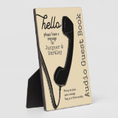 結婚のAudio Guest Book Sign Black Phone on Cream フォトプラーク (側面)