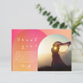 結婚のBoho Arch Photo Sunset Thank グラデーション You サンキューカード (スタンド正面)