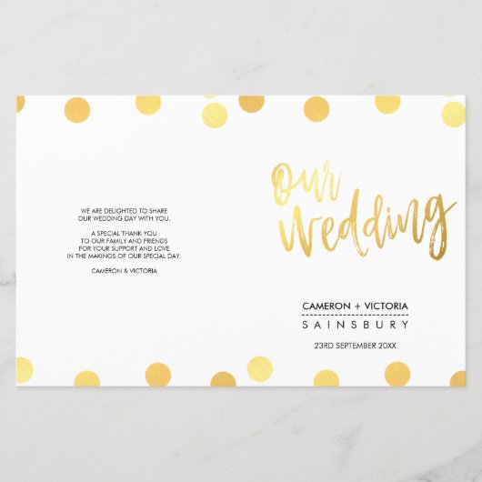 結婚のCEREMONY手書き文字の金ゴールドスポット (正面)
