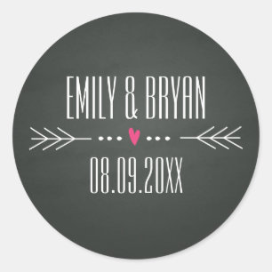結婚のChalkboardシール ラウンドシール