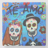 結婚のDia de los Muertos ストーンコースター (正面)