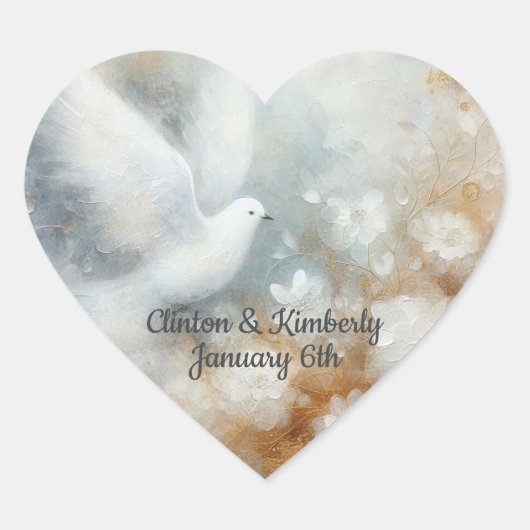 結婚のDoveフローラカスタマイズ可能ハートシール ハートシール (正面)
