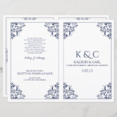 結婚のFoldoverプログラム小冊子 – Nadine (Navy) (正面/裏面)