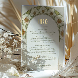 結婚のINFOカードの挿入ヴィンテージアールヌーボーミュシャ 箔招待状