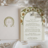 結婚のINFOカードの挿入ヴィンテージアールヌーボーミュシャ 箔招待状