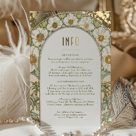 結婚のINFOカードの挿入ヴィンテージアールヌーボーミュシャ 箔招待状