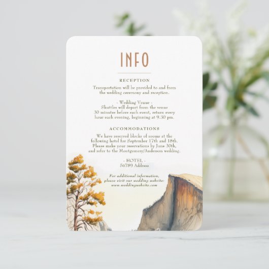 結婚のInsert INFOと詳細Yosemite Park 招待状 (スタンド正面)