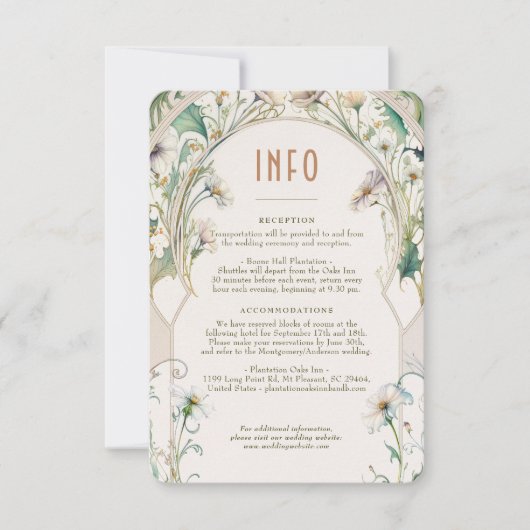 結婚のInsert INFOデイジーアールヌーボーbyミュシャ 招待状 (正面)