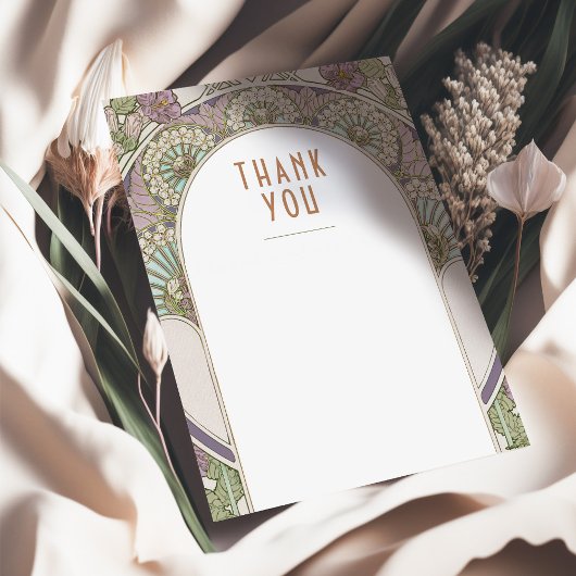 結婚のInsert Thank Youヴィンテージアールヌーボー 招待状