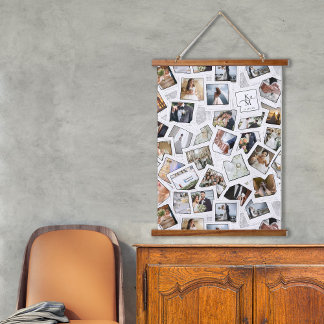 結婚のKeepsake 30フォトコラージホワイトID1065 Han 吊り下げ型タペストリー